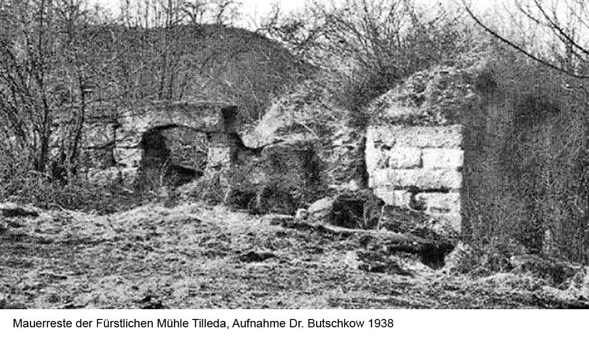 Überreste der Fürstlichen Mühle, Foto von 1938